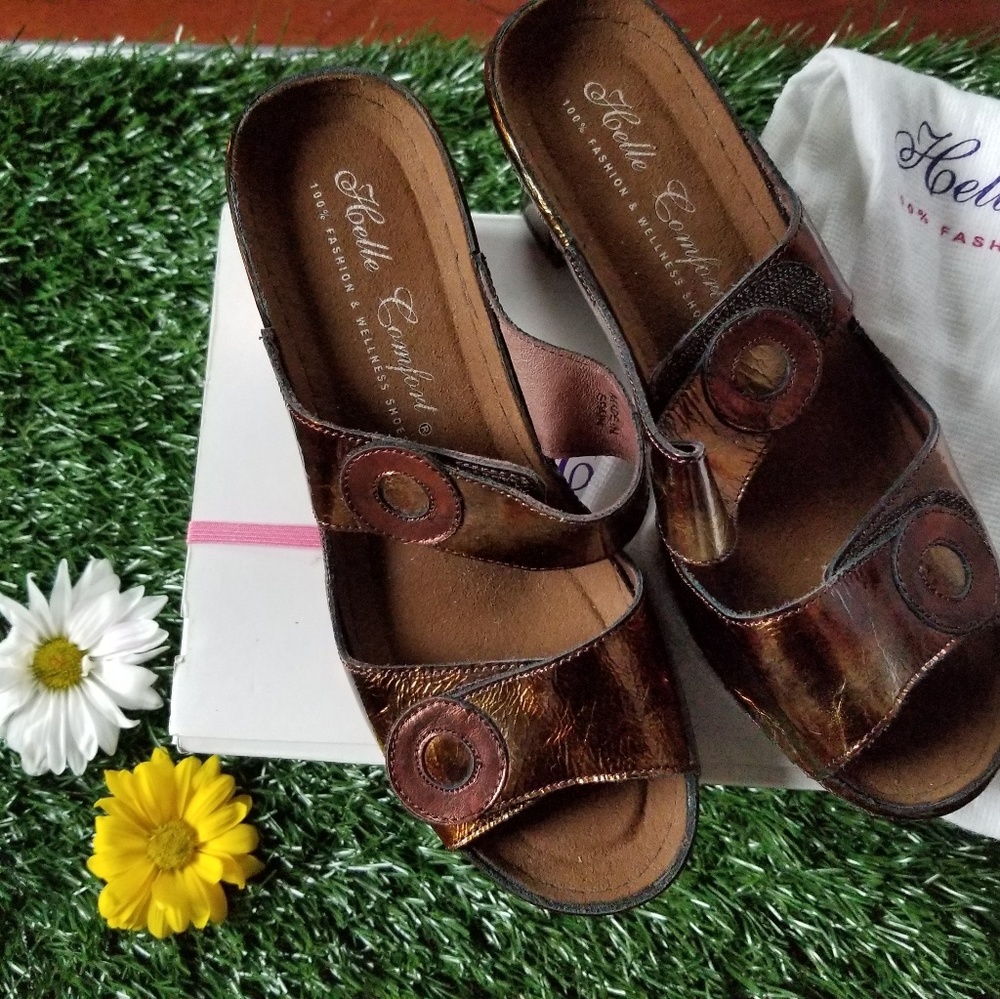 Helle comfort Donina brown patent sandals